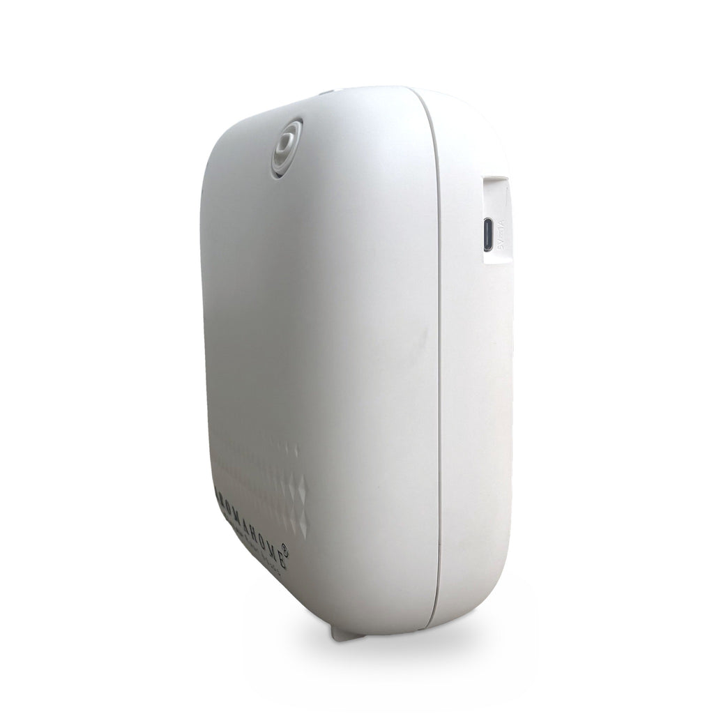 Difusor inteligente compacto blanco Aroma Home – vista lateral