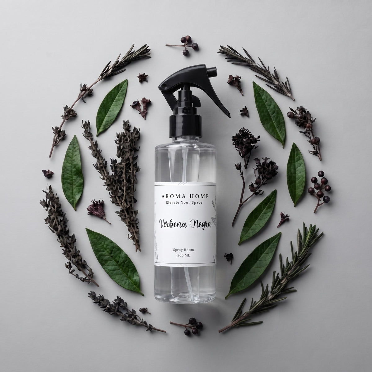 Spray Room Verbena Negra con hierbas y hojas – Aroma Home