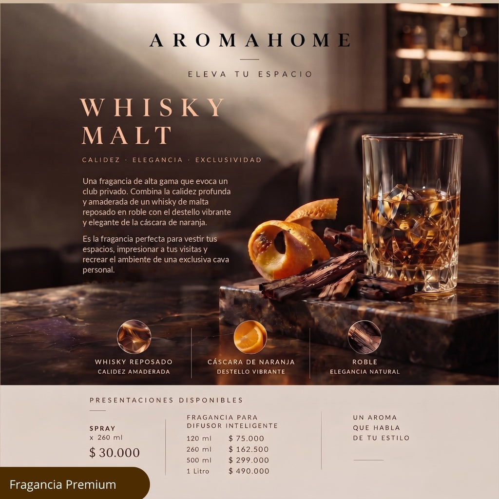Ficha olfativa Whisky Malt – notas y precios